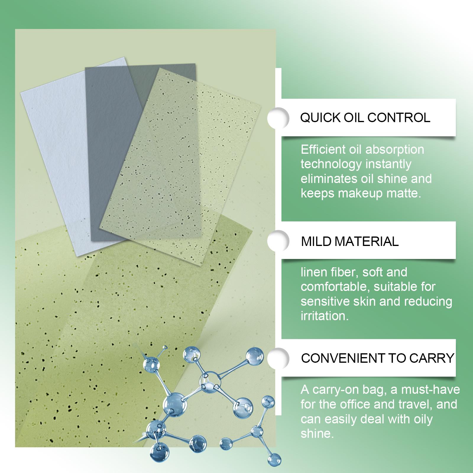 OUHOE Oil Blotting Sheets Linen Fiber Natural Absorption Adhesive Strip Easy Peel Makeup-Friendly No Powder Removal Controls Shine Boosts Confidence Gentle for All Skin Types