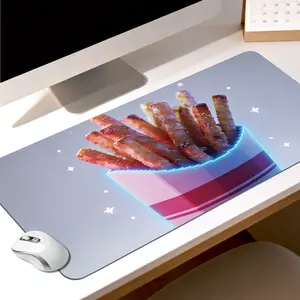 Premium Pixel Neon French Fries With Colorful Sprinkles Illustration High Quality Mouse PadModern Office Gaming Comfort ExperienceNon?Slip Durable For Daily Work And Play 40*80cm 40*90cm30*70cm