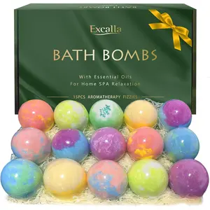 15 Pcs Handmade Bath Bombs Gift Set, Bubble Bathbombs with Shea & Coco Butter, Moisturizing for Dry Skin, SPA Relaxing Birthday Gifts for Women Men Girls Wife