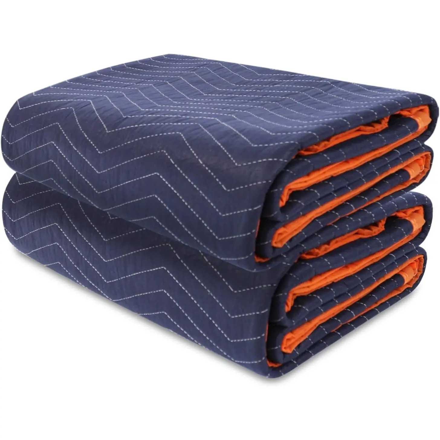 2Pk Heavy-Duty Moving Blankets 72x40in Rev Black & Blue 4.4lbs | Sturdy Quilted Blanket with Reinforced Zigzag Stitching;  for Moving, Packing, Shipping, Insulation & Furniture Wrapping