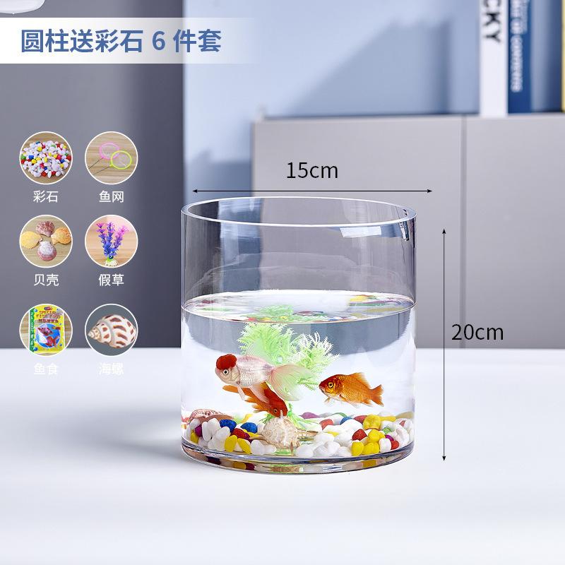 Ultra Clear Thickened Glass Cylindrical Fish Tank Living Room Home Floor Standing Vase Round Hydroponic Straight Tube