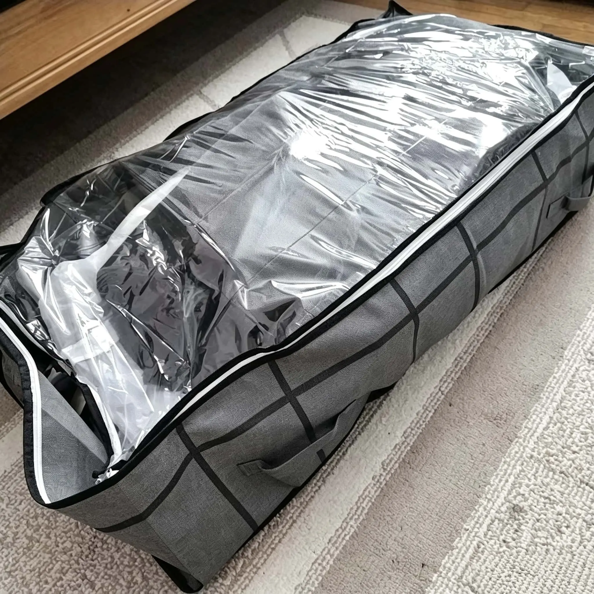 Under Bed Clothes Storage Bag, Space Saver, Waterproof Dustproof Large Capacity with Handle & Clear Window, for Blankets & Toys, Bedding Storage, Room Organizer, Indoor Storage, Waterproof Storage Bags, Multipurpose Storage