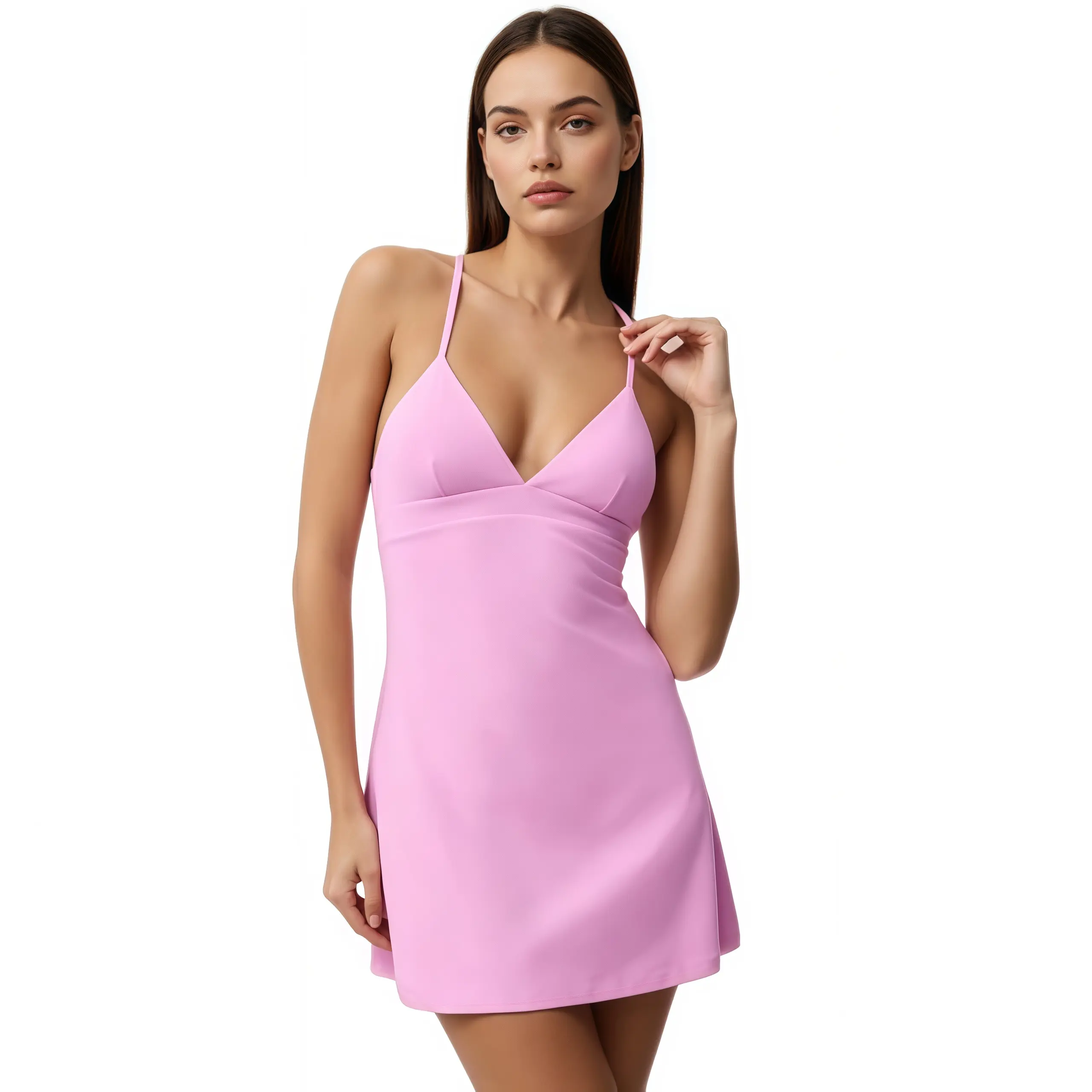 Sports tennis dress, women's V-neck sleeveless summer new style dress, anti-walking light speed dry running fitness dress