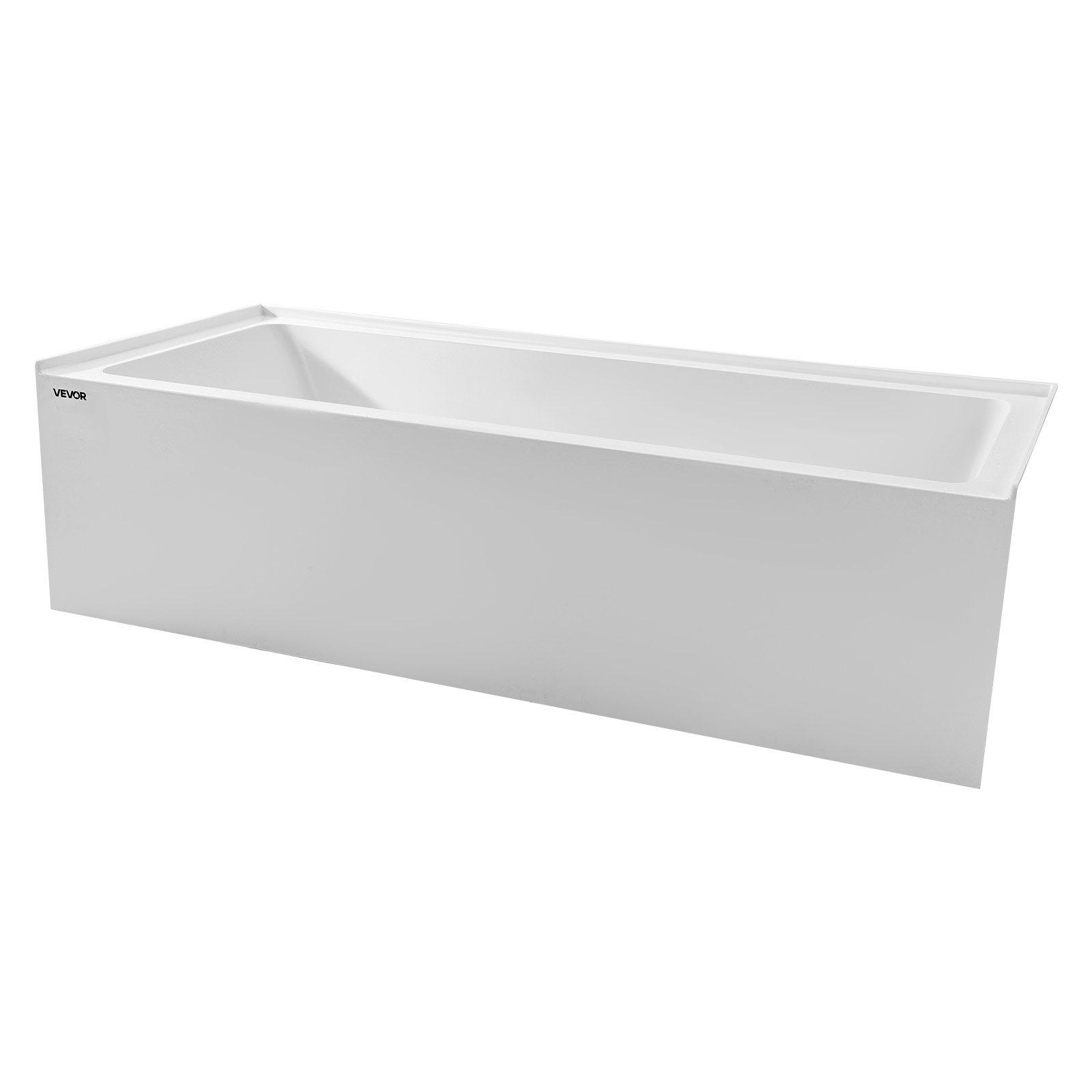VEVOR Alcove Bathtub, 71.9" x 32" Contemporary Alcove Acrylic Bathtub, Soaking Bath Tub with Right Hand Drain & Overflow Hole, Large Rectangular Deep Soak Tub for Bathroom with Integral Flange, White