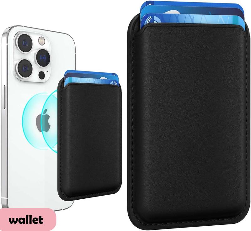 Pink Polka Dots Clear MagSafe Compatible Phone Case & Card Holder Wallet Magnetic Shockproof Cover for iPhone 17 /16 Pro Max Cases for Samsung S25 Black