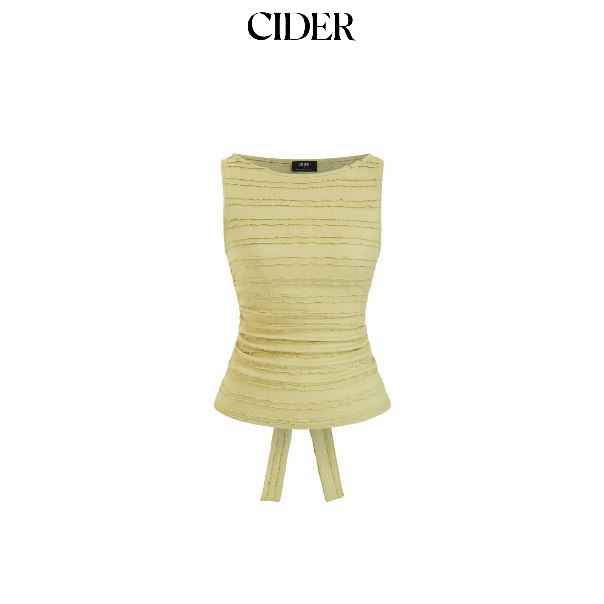 Cider Textured Ruched Cut Out Backless Tie Back Tank Top