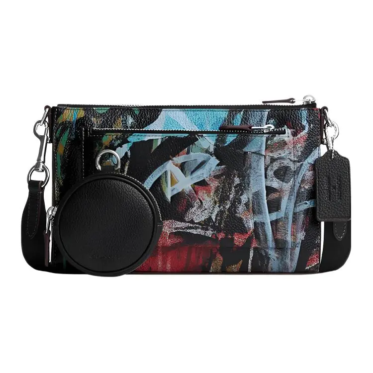 COACH x Mint+Serf Holden 25 Graffiti-Print Crossbody Envelope Bag for Women, Pebbled Leather, Black