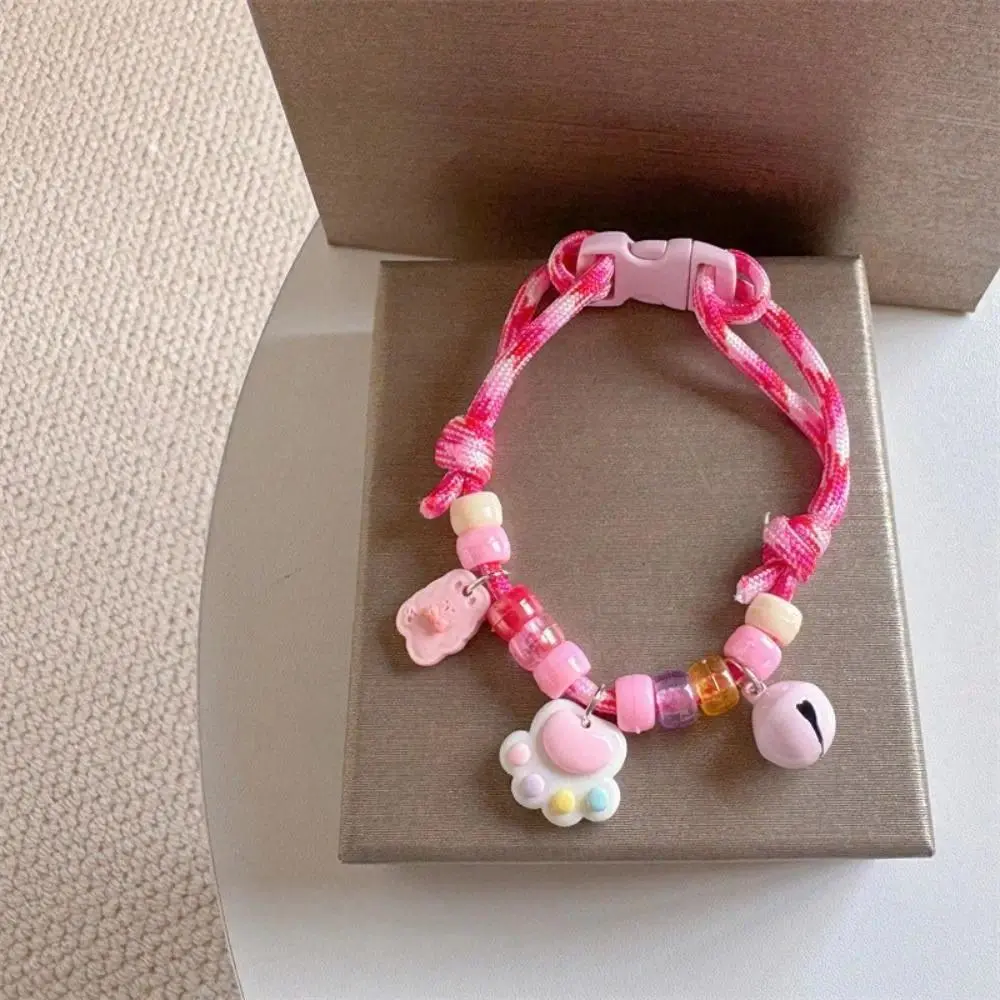 Cute Colorful Pet Necklace Braided Adjustable Cat Neck Chain with Bells Pet Jewelry Pet Costume Accessories