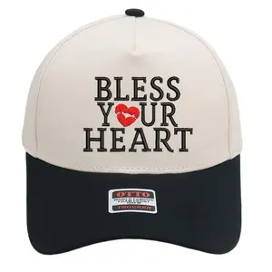 "BLESS YOUR HEART" Premium Embroidered Baseball Cap - Two-Tone Sarcastic 5-Panel Trucker Hat (1 PC)