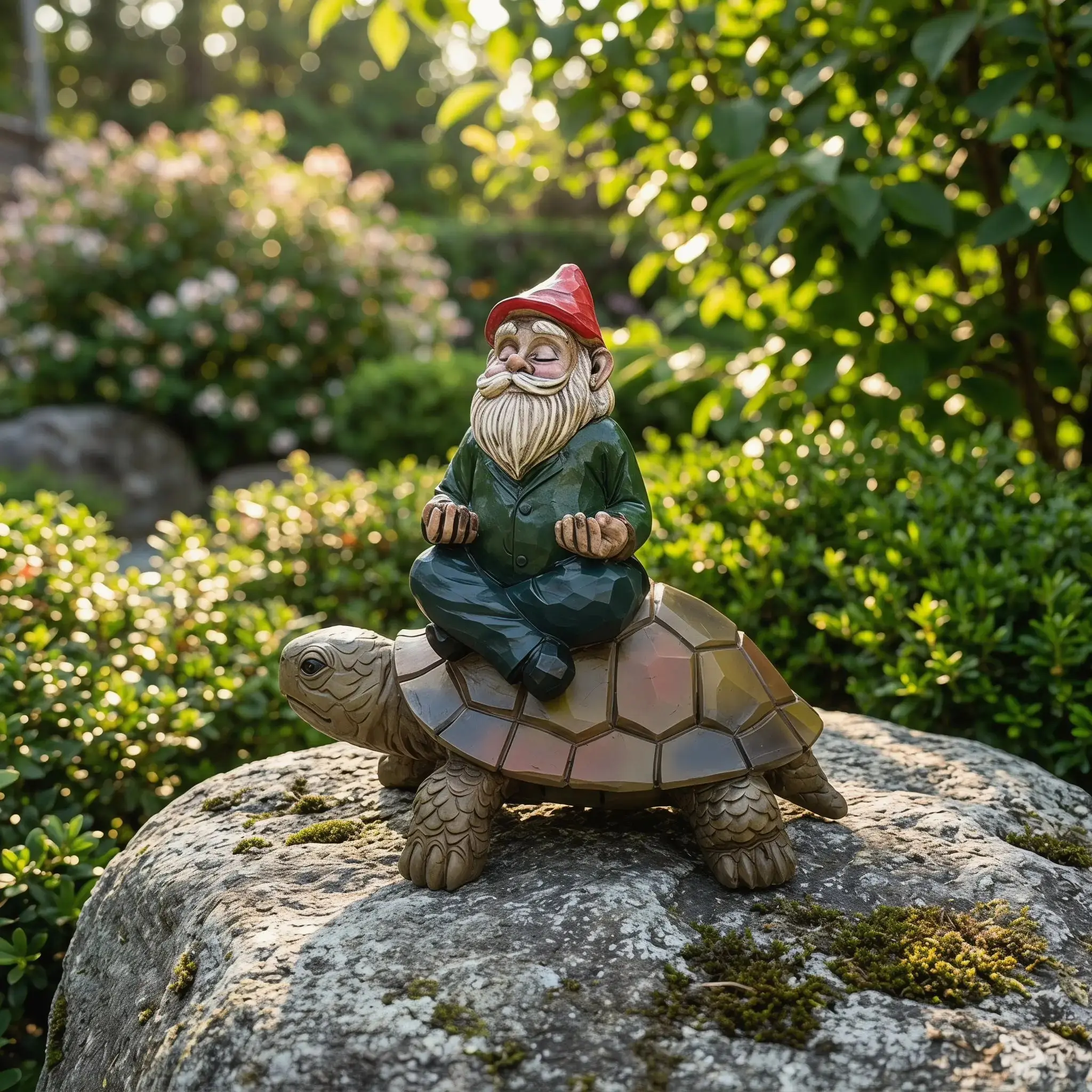 Resin Statue of Dwarf on Turtle, Decorative Garden Ornament, Garden Gnome, Outdoor Lawn Statue, Home Decor, Handmade Craftsmanship