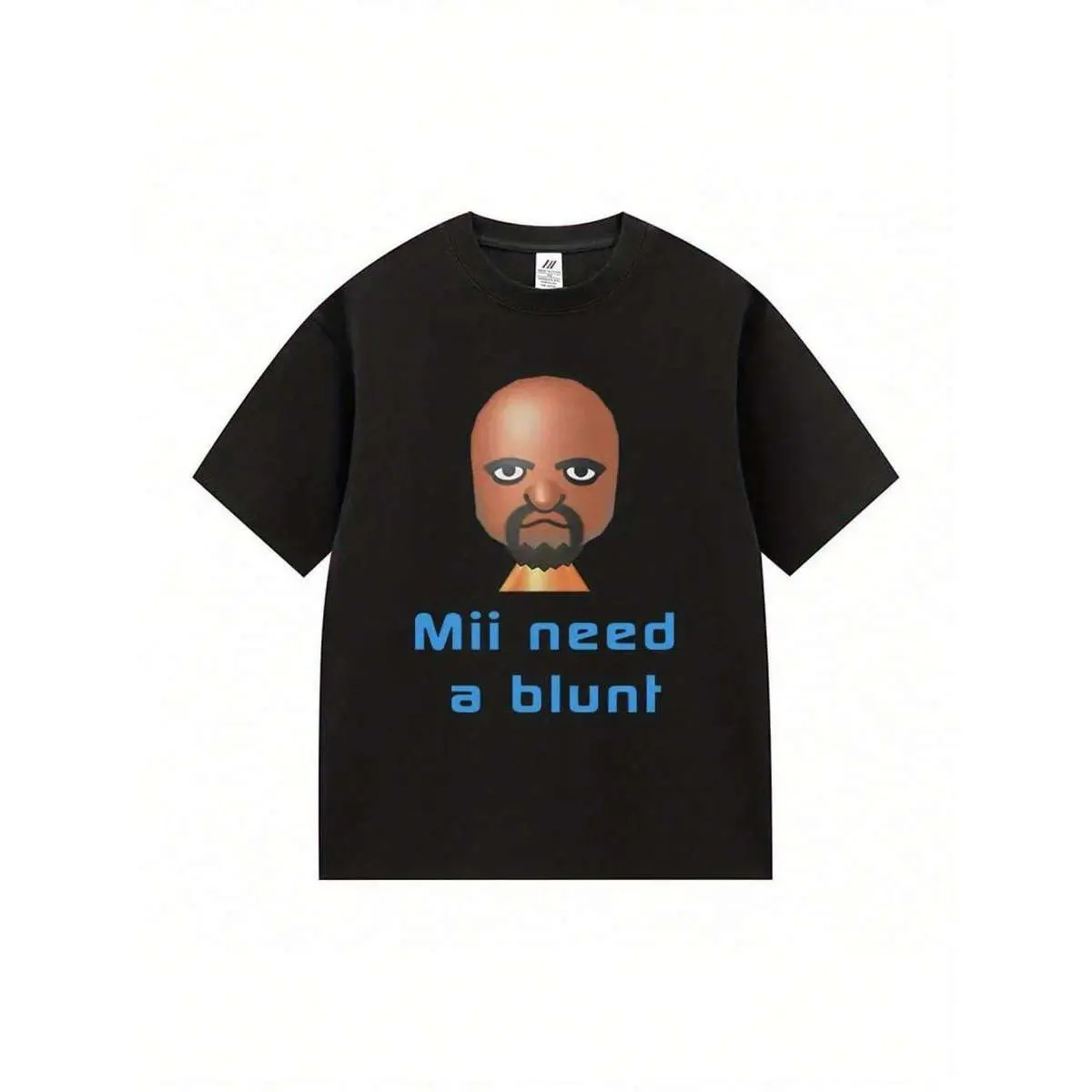 Men'S Funny Meme T-Shirt - "Mii Need A " Graphic Tee, Casual Short Sleeve Crew Neck Cotton Tee For Streetwear & Casual Attire, Black With Blue Print, Comfortable Casual Attire |   Humorous Graphic Tee |   Cotton Tshirt