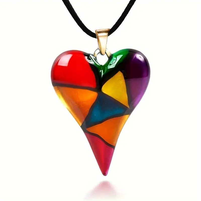 1 piece of fashionable colorful necklace, heart necklace, colorful heart necklace, personalized necklace, holiday gift, party necklace, women's necklace