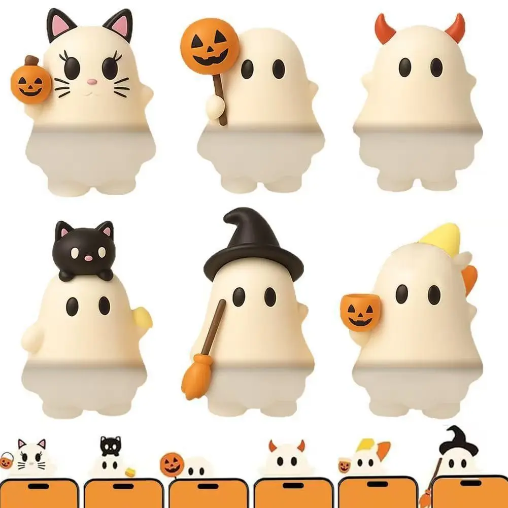 Ghost Phone Buddy Blind Box Set, Cute Cartoon Style, Multiple Character Soft Gel Design, Ideal for Phone Decoration, Collection, Gift