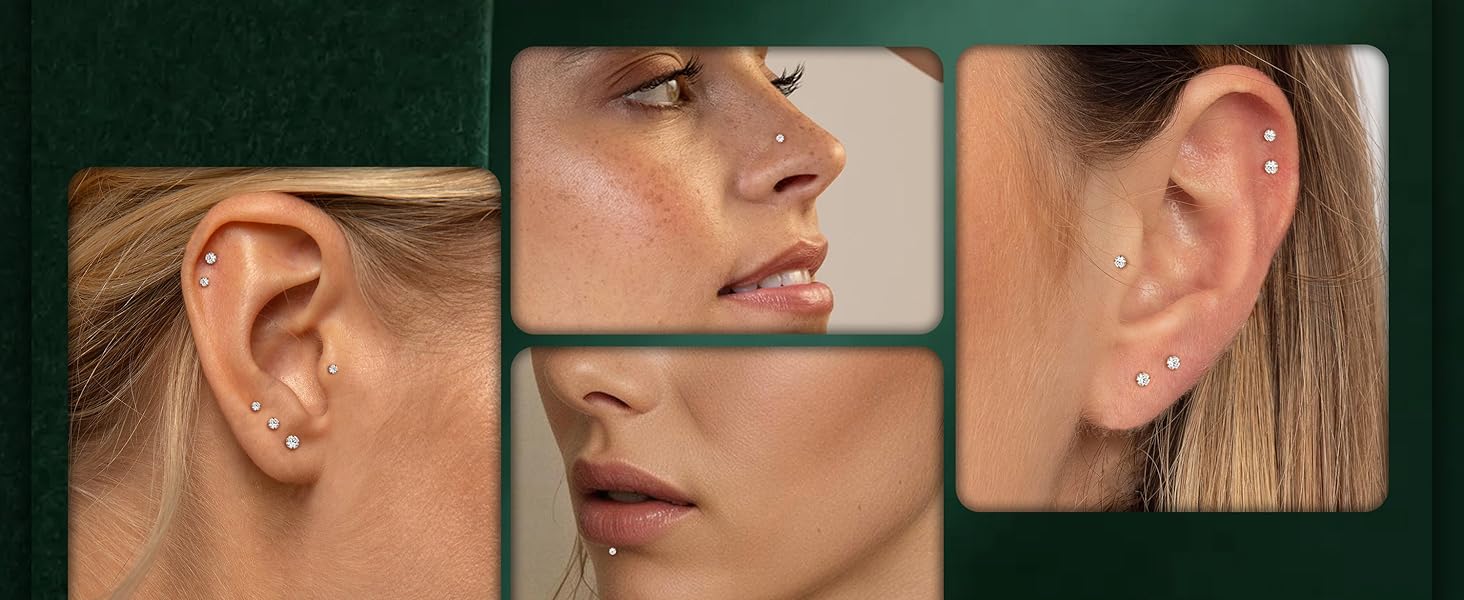 CASSIECA 3 Pairs G23 Titanium Flat Back Earrings Hypoallergenic 14K Plated Gold Filled Internal Thread Stud Earring 16G 18G Cartilage Helix Tragus Conch Piercing Jewelry Nose Lip Labret Studs for Women Men CASSIECA 3 Pairs G23 Titanium Flat Back Earrings Hypoallergenic 14K Plated Gold Filled Internal Thread Stud Earring 16G 18G Cartilage Helix Tragus Conch Piercing Jewelry Nose Lip Labret Studs for Women Men