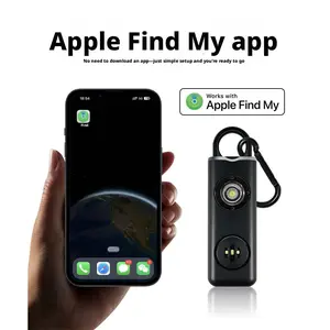 GPS Tracking Safety Alarm Keychain - 2-in-1 AirTag-Compatible Self-Defense Fashion Accessory with 130dB Siren, LED Flashlight, Compact Rechargeable Design for Women, Night Walks, Travel
