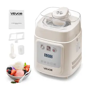 VEVOR Upright Automatic Ice Cream Maker with Built-in Compressor, 1 Quart No Pre-freezing Gelato Maker Frozen Yogurt Machine, 4 Modes Electric Sorbet-Maker, Compressor Ice Cream Machine for Home