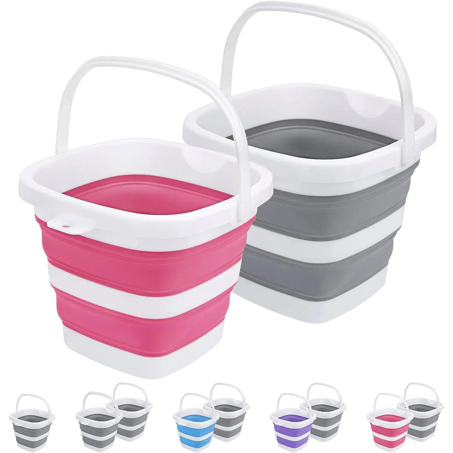 Collapsible Buckets 5L 1.3Gallon Small Cleaning Bucket for Household Portable Plastic Bucket Outdoor Car Washing Tub Foldable Camping Beach Sand Water Pot Pail Space Saving Square