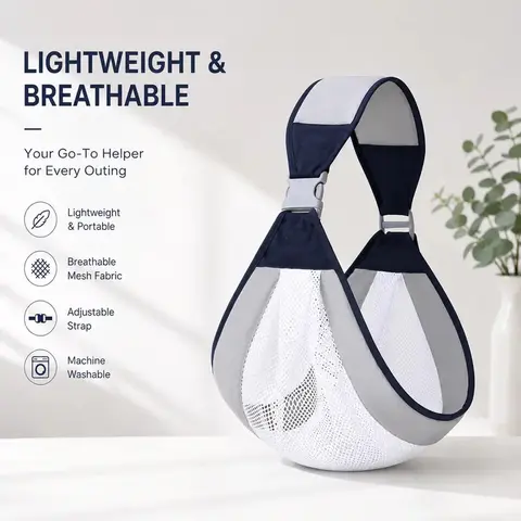 Light‑Duty Air‑Permeable Mesh Single‑Shoulder Carry Pouch, Customizable Strap Quick‑Detach Hands‑Free Shoulder Organizer, Multi‑Purpose Storage Pouch for Outdoor Trips & Daily Errands, Fits Diaper Supplies