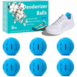 Shoe Deodorizer Balls 6 Pack, Odor  for Sneaker  Gym Bag Closet Locker, Long-Lasting Air Freshener Linen Scent