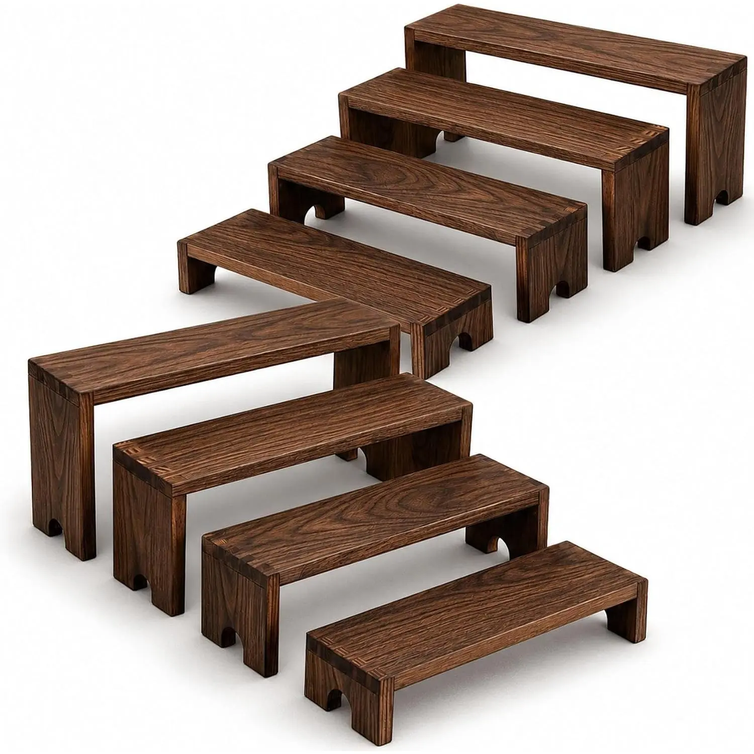 8 Pieces Wooden Tiered Risers Display Stands, Stackable Farmhouse Wood Buffet Risers, Dessert Table Display Food Risers for Desktop Party Catering Cupcake Vendor Events