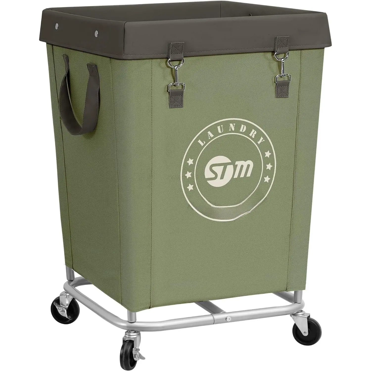 Commercial Laundry Hamper with Heavy Duty Steel Frame, 160 L Industrial Clothes Basket Cart with Wheels for Big Family, , Hotel, Laundry Room, 18''L x 18''W x 31''H, Medium Beige