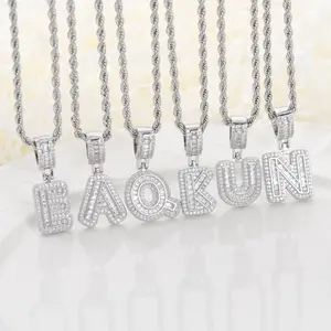 Best-selling European and American jewelry, ice crystal zircon hip-hop necklace, letter pendant accessories for men, English letters