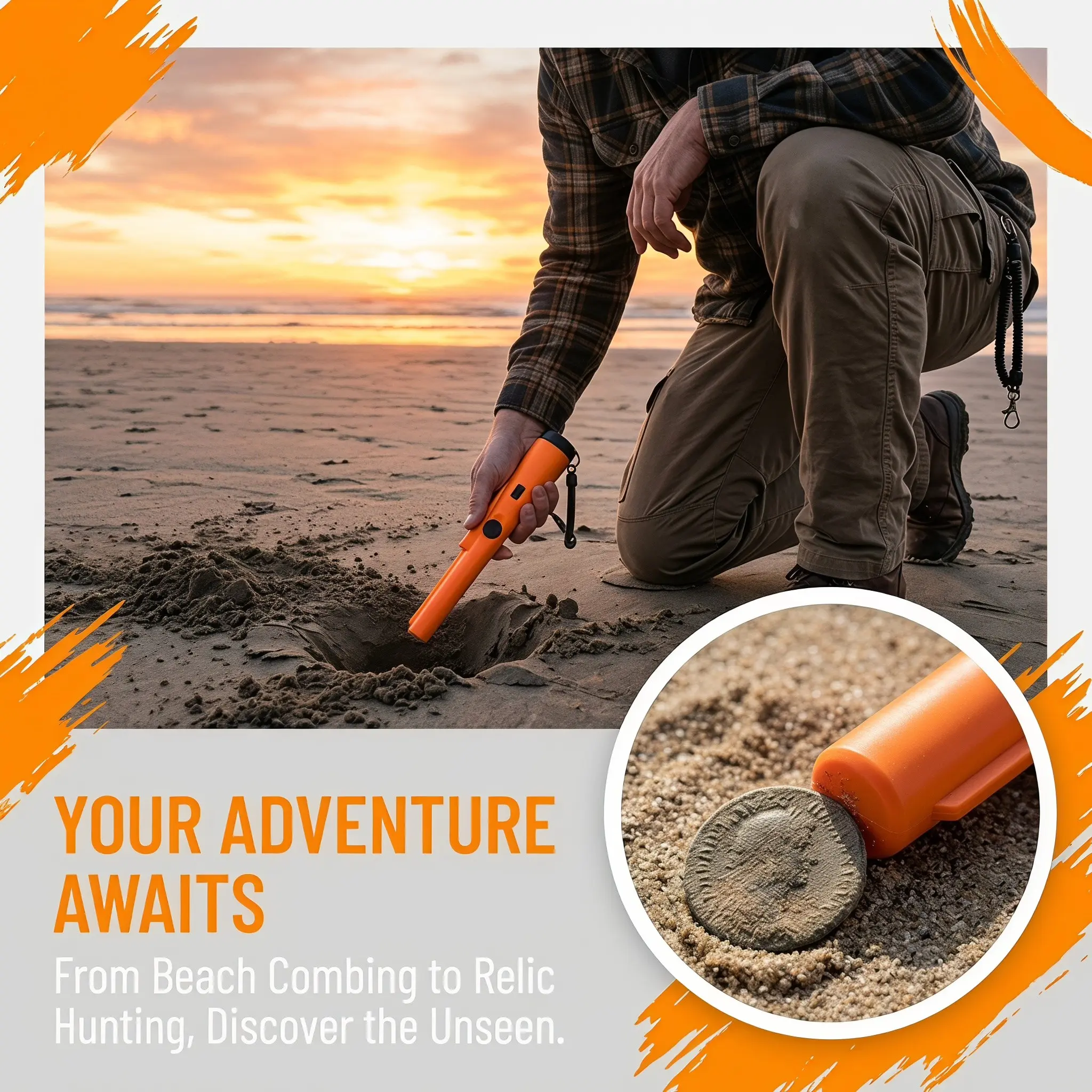 High sensitivity handheld metal detector for adults, children, outdoor treasure hunting, gold detector with 360 ° stereoscopic scanning&waterproof probe 800mAh rechargeable lithium battery LED lighting, adjustable length, lightweight underground metal det