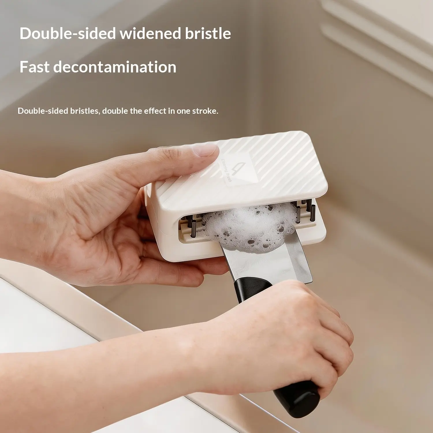 Double-Sided Knife Cleaning Brush, Detachable Multi-Functional Kitchen Utensil Brush, Chopstick Plate Fork Cleaner, 1pc Essential Tool