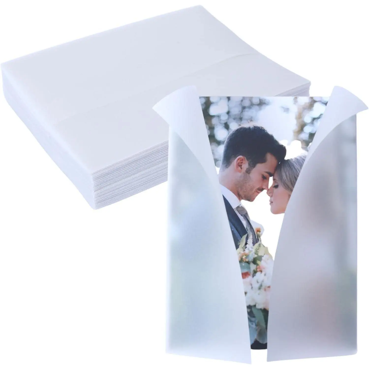 100 Pack Pre-Folded Vellum Jackets for 5x7 Invitations Vellum Envelope Wraps for Wedding Invitations Bulk Translucent Paper Envelope Liners for Wedding Cards
