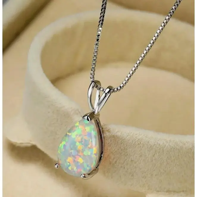 AA Ethiopian Fire Opal Crystal Dainty Bezel Pendant Necklace for Women Best Gift