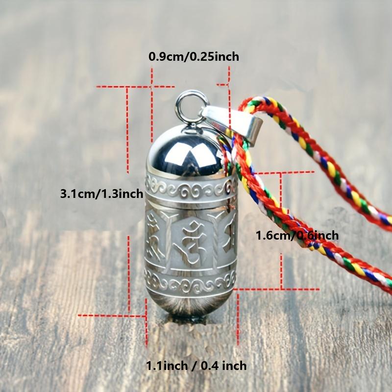 Social Media Aesthetic316 Stainless Steel Om Mani Padme Hum Pendant Necklace - Mantra Bottle Ash Box, Vintage Commemorative Jewelry with Gift Bag and Six-Word Mantra Paper