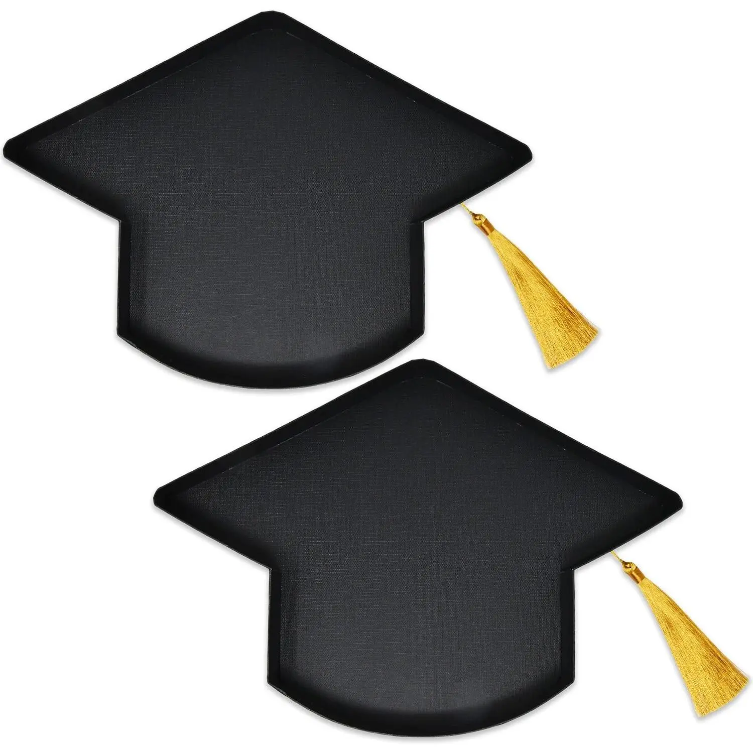 2 Pack Black Grad Cap Shaped Fillable Cardboard Trays Graduation Charcuterie Board Gift Box Containers for Chocolate Cupcake Candy Food Party Decorations
