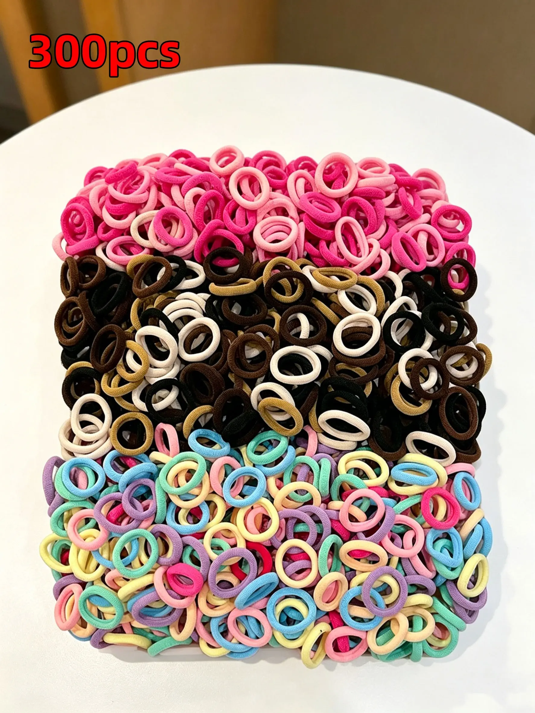 300 Pieces Coffee Color Elegant Bulk Hair Ties, Scrunchies, Hairbands, Nylon Elastic Bands, Hair Accessory, Practical for Girls, Perfect Holiday Gift, High Stretch, Gentle on Hair