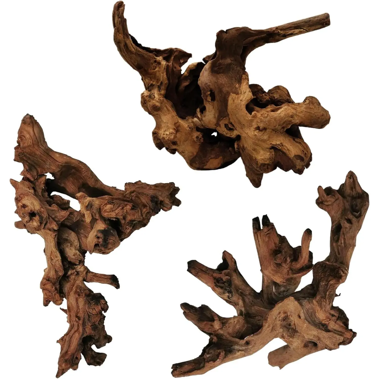 3 Pcs Natural Driftwood for Aquarium 7-12 Inch Driftwood Branches Bearded Dragon Accessories Reptiles Aquarium Decoration Assorted Size Natural Habitat Decor Wood for Lizad