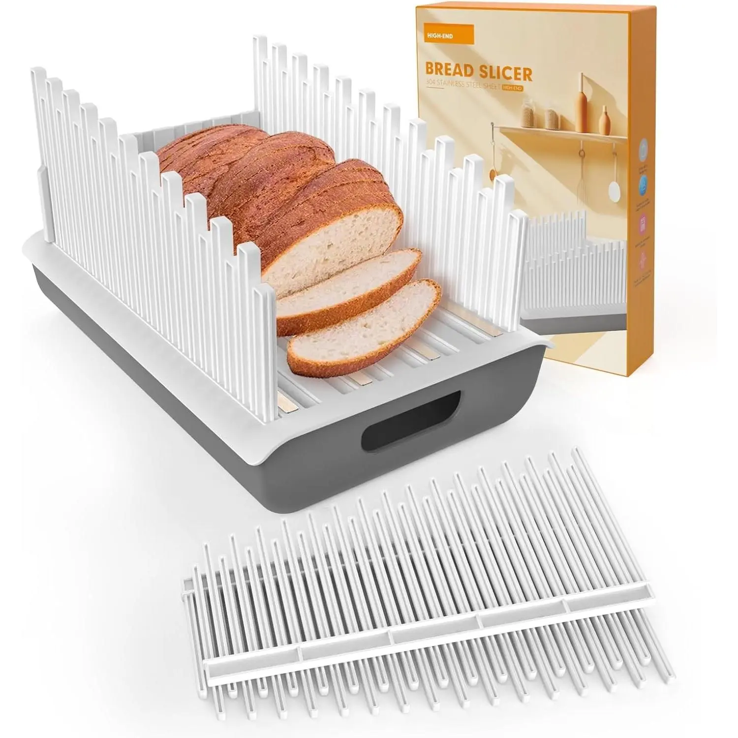 Adjustable Replaceable Bread Slicer With Crumb Tray Suitable For Homemade Bread Bagels And Cakes