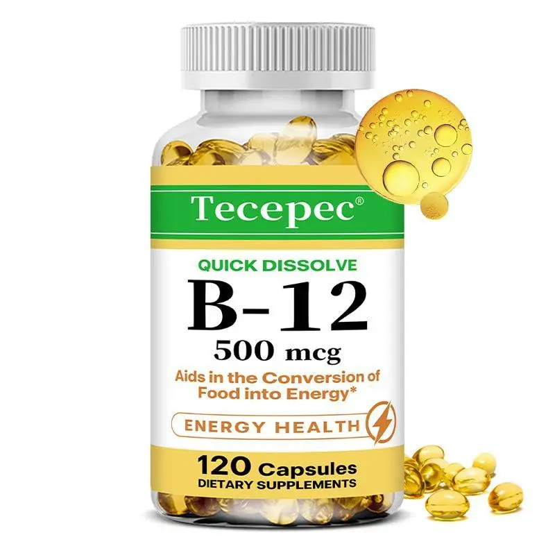 Tecepec Vitamin B-12 Health Supplement, supports heart and cardiovascular health, 120 capsules.