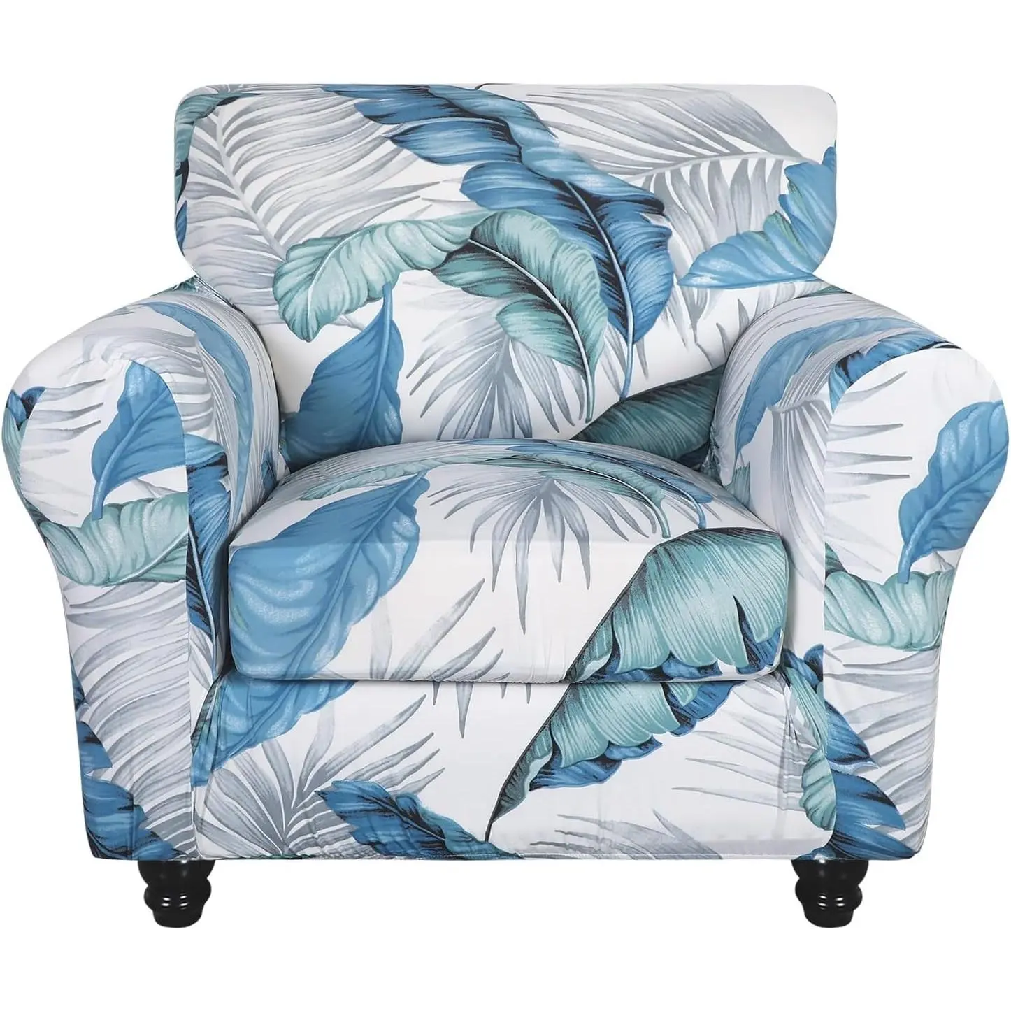 Stretch Sofa Cover Printed Couch Covers, Floral Pattern 2 Piece Armchair Slipcover with Separate Chair Cushion Cover, Washable Furniture Protector for Living Room(Armchair,Summer Pattern)