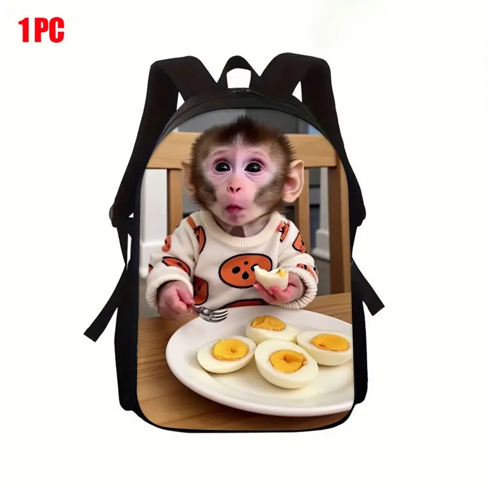 1pc 2D FLAT Halloween Monkey Casual Lightweight Backpack School Bag for Everyone Ideal for School Travel Everyday Outings Sports And Fitness, For Teenager