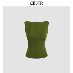 Cider Boat Neck Backless Buckle Tank Top SummerWins SummerFinds