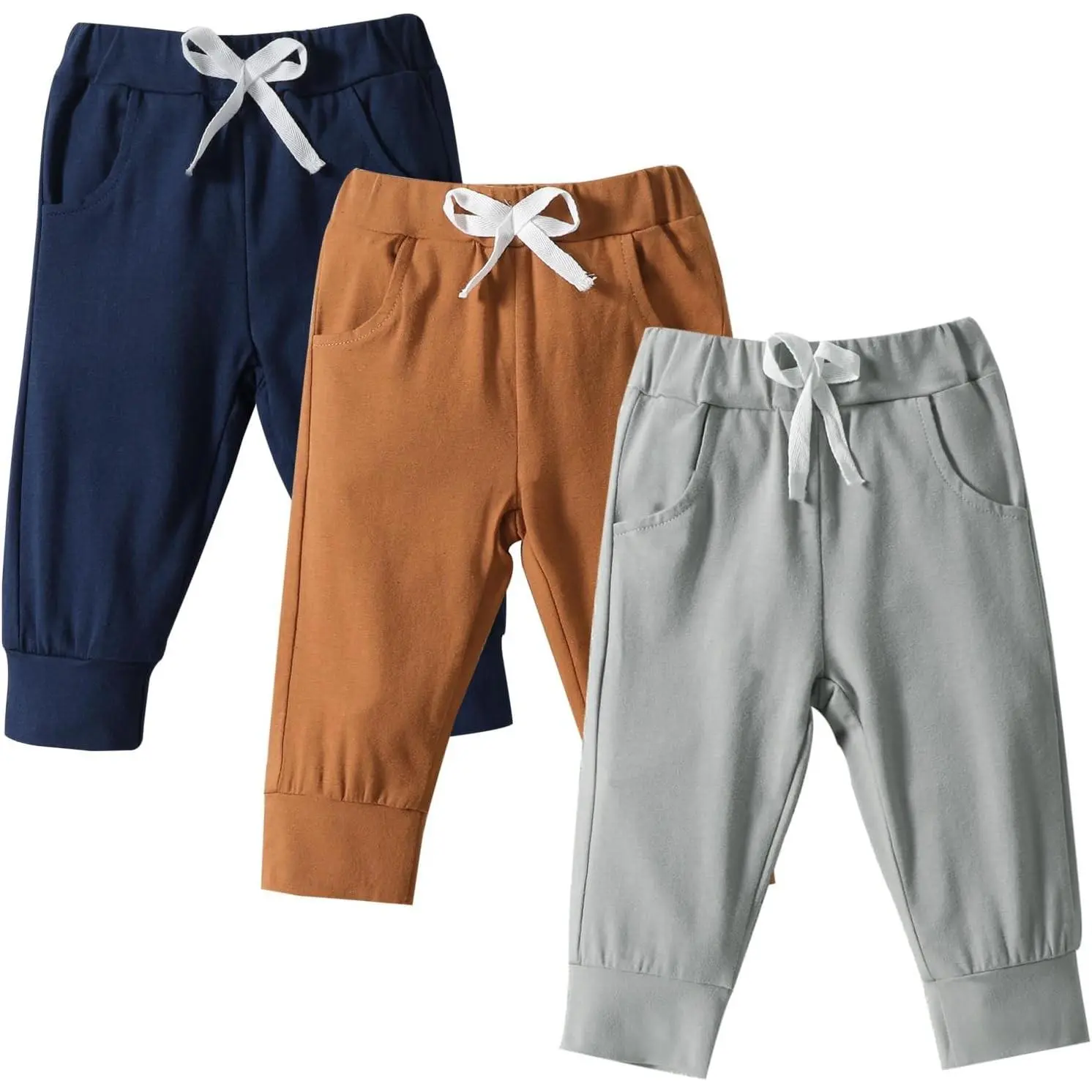 Pack of 3 Toddler Jogger Pants with Pockets, Baby Boy Sweatpants, Infant Newborn Leggings(Gift)