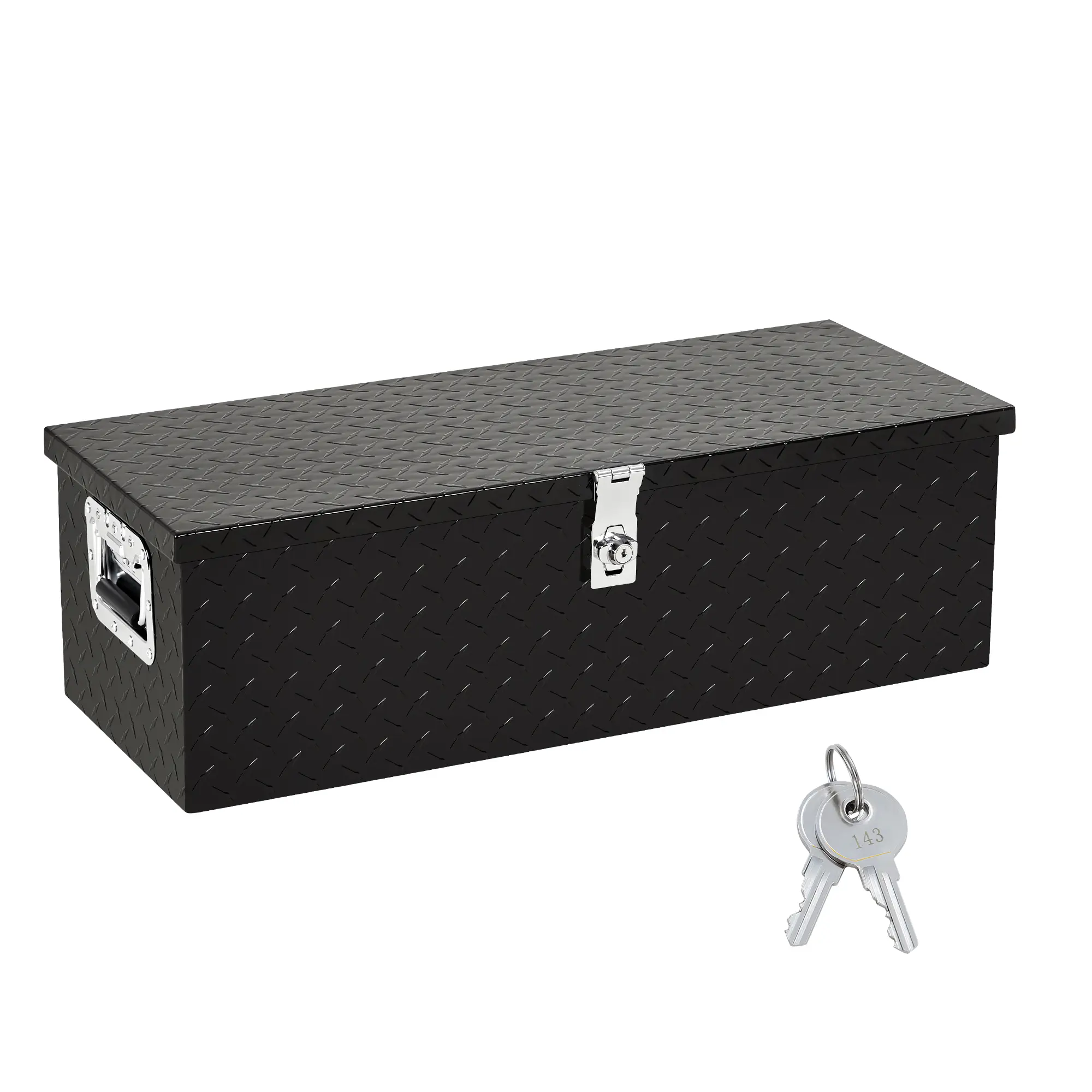 Heavy Duty Aluminum Truck Bed Tool Box, 48 Inch Jobsite Storage Chest with Built-in Drawer, Waterproof Pickup Truck Toolbox with Side Handles & Dual Hydraulic Levers, Pre-Assembled Storage Box for Pickup Trucks, RVs & Trailers