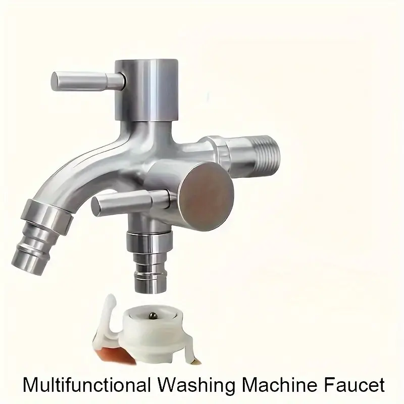 Multi-Functional Stainless Steel Faucet, Dual Control Double Outlet, G1/2 Universal Inlet, Bathroom & Outdoor Use, Watering Irrigation Hose Connector