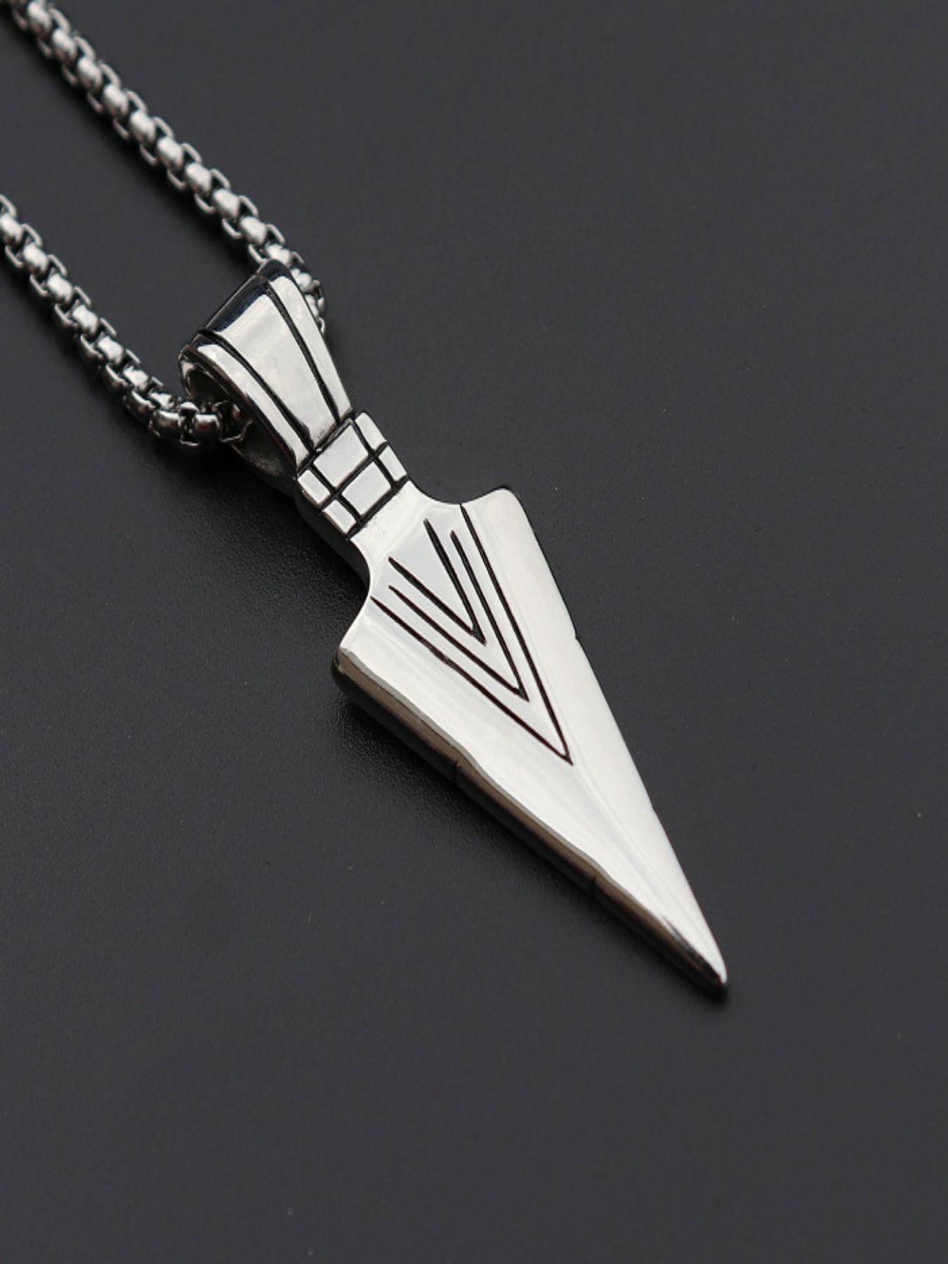 Punk Style Arrow Design Engraved Detail Pendant Necklace, Stainless Steel Jewelry for Party, Daily Clothing Decor, Trendy All-match & Exquisite Chain Jewelry for Birthday Gift
