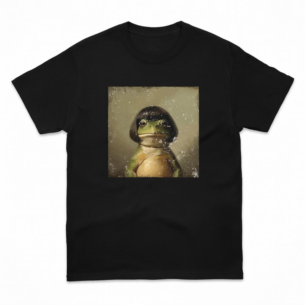 Funny Frog Bob Haircut T-Shirt, Quirky Hilarious Animal Graphic Tee, Unhinged Meme Humor Short Sleeve Apparel, Aesthetic Oddly Specific Gift Fashion Top, Viral Trendy Sarcastic Statement Streetwear Shirt
