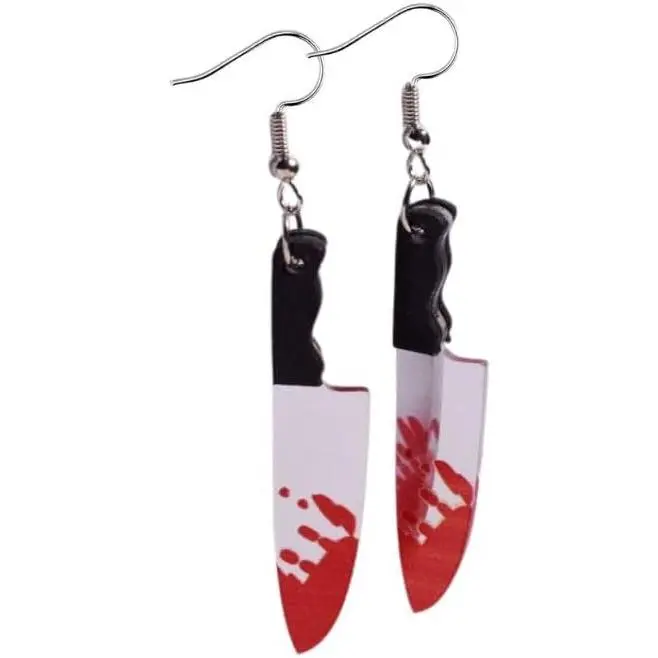 Halloween Earrings Funky Spooky Quirky Earrings Bloody Knife Axe Dangle Earrings Creepy Acrylic  Women Jewelry New model