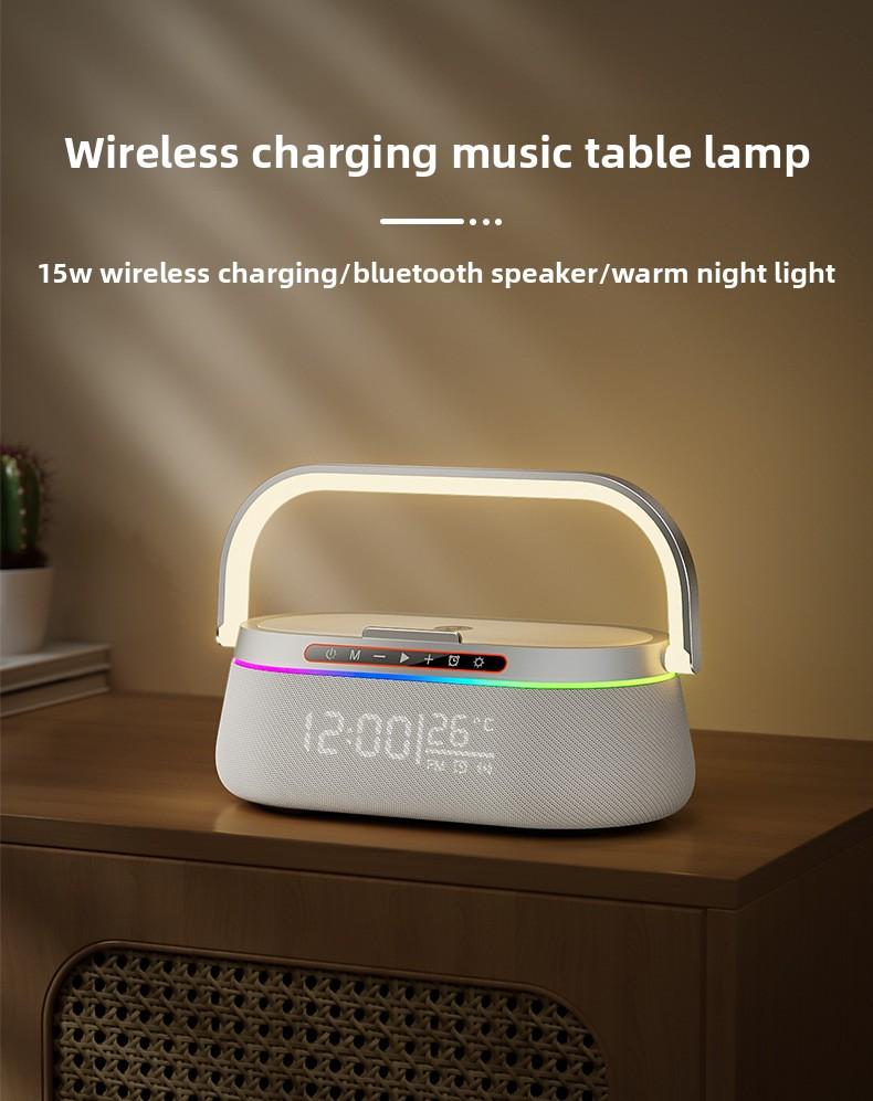 Best-selling all-in-one wireless charger, colorful LED smart desktop clock, alarm clock, portable Bluetooth speaker