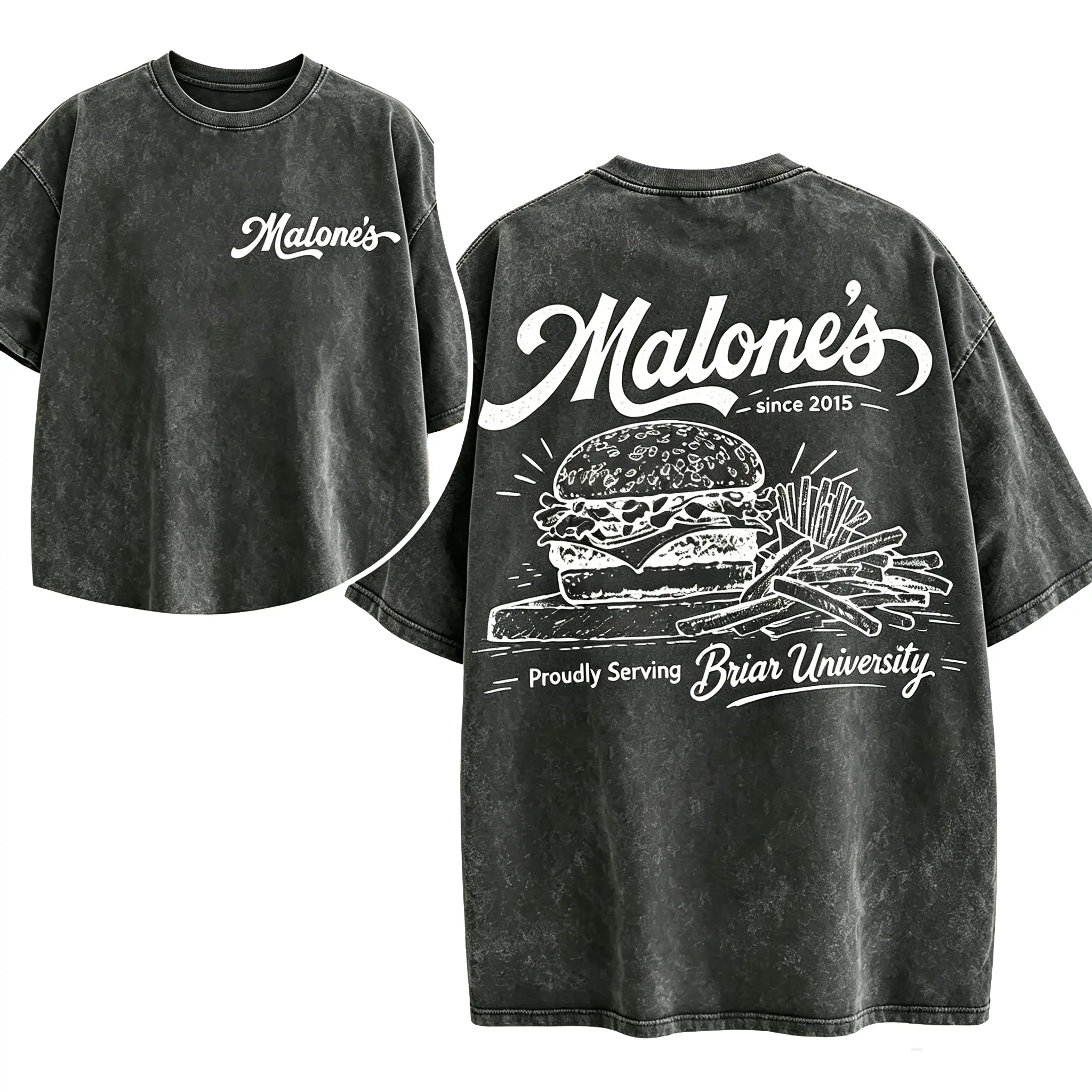 Women's Malone's Burger Short-Sleeve T-Shirt - Comfortable Heavy Cotton, Hockey Movie Briar University Team Merch - Unisex Flannel Option, Birthday Gift Jogger Pairing Top, Shortsleeve