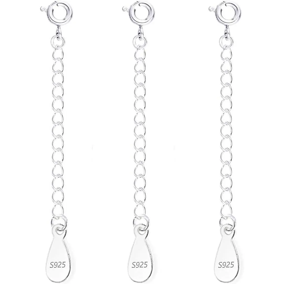 Sterling  Necklace Extender  Extension for Necklace Extenders | 3 count Necklace Extenders 925 Sterling  Extension for Bracelet Anklet Extenders for Women  Making Chains, 2 inch