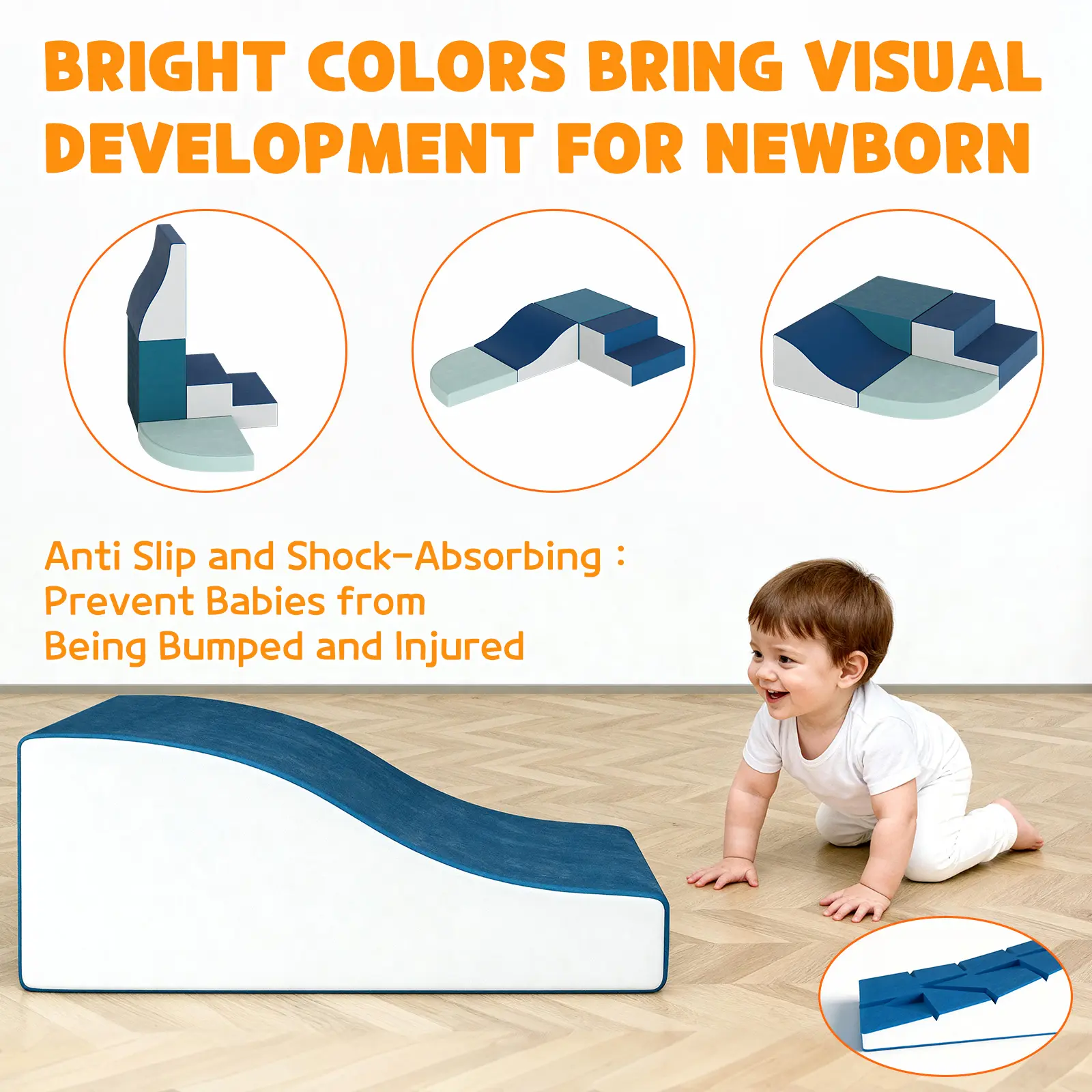 Kids' 4-Piece Soft Foam Climbing Blocks Play Set - Colorful Indoor Crawling Sliding Equipment for Toddler Motor Skill Development, Easy-to-Clean Boneless Sectional Living Room Sofa, Budget-Friendly Playroom
