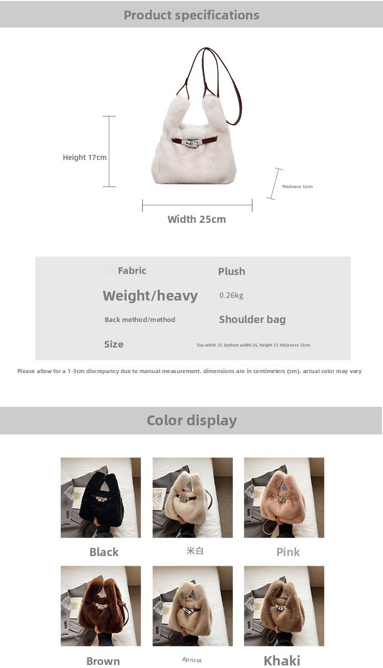 New Winter Faux Fur Top Handle Bag Korean Fashion Crossbody Bucket Bag for Women Comfortable and Versatile Texture Shoudler Bag